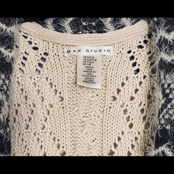 NWOT MAX STUDIO VEST KNIT Cream & FUR Black/Gray - Picture 9 of 10